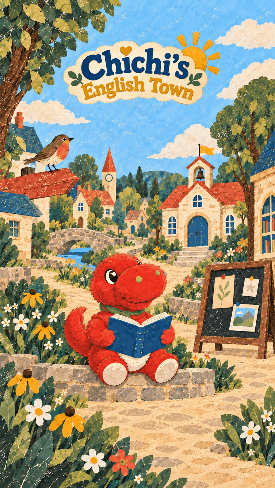 Chichi reading in the village square